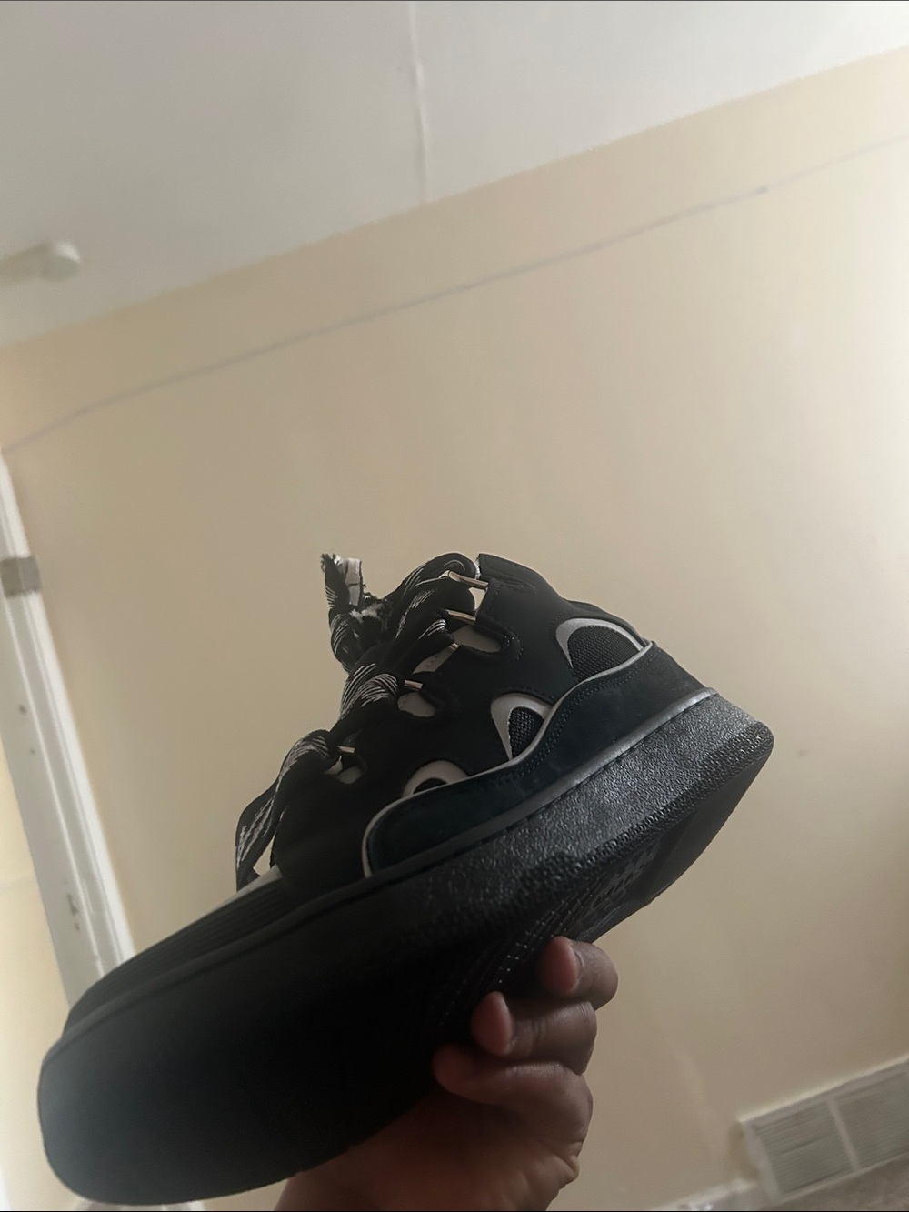 Lanvin Black Men’s Chunky Lace-Up Sneakers